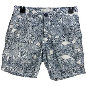 Marfinno Shorts 36 (26 Waist) Blue White Paisley Bohemian All Over Print Beach